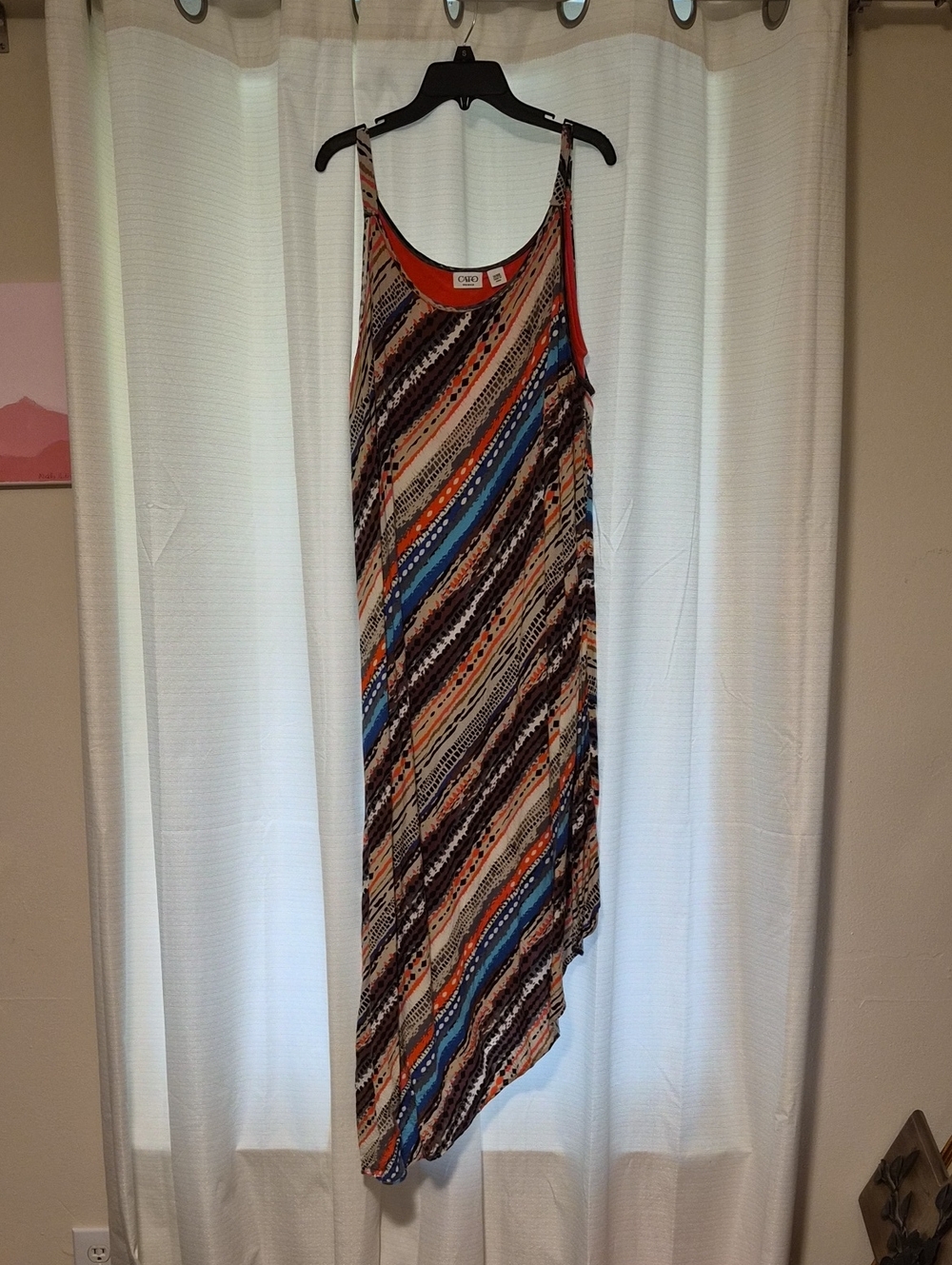 Cato Asymmetrical Sleeveless Maxi Dress in Blue, Orange, Cream, Brown, Black
